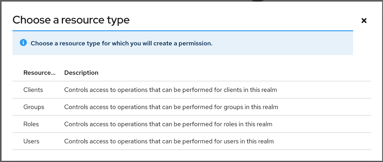 Selecting a resource type to protect