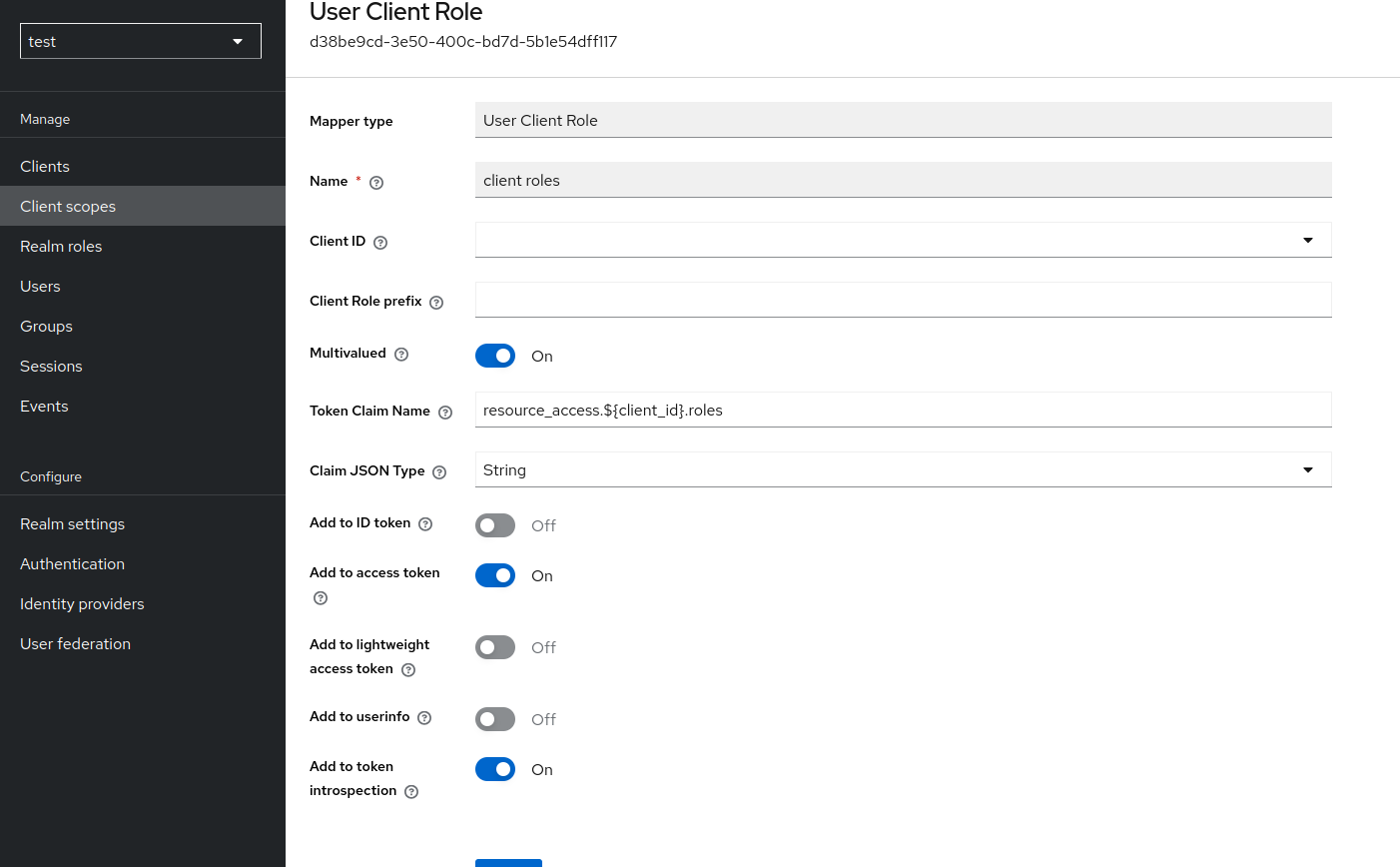 mapper oidc client roles