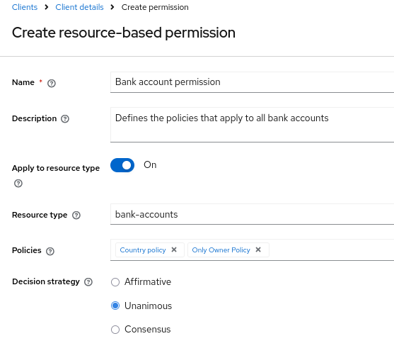 Example of a typed resource permission