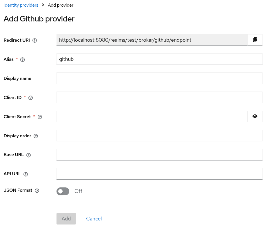 Add Identity Provider