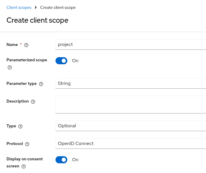 client scopes parameterized create