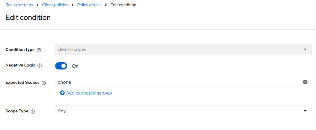Client scopes condition