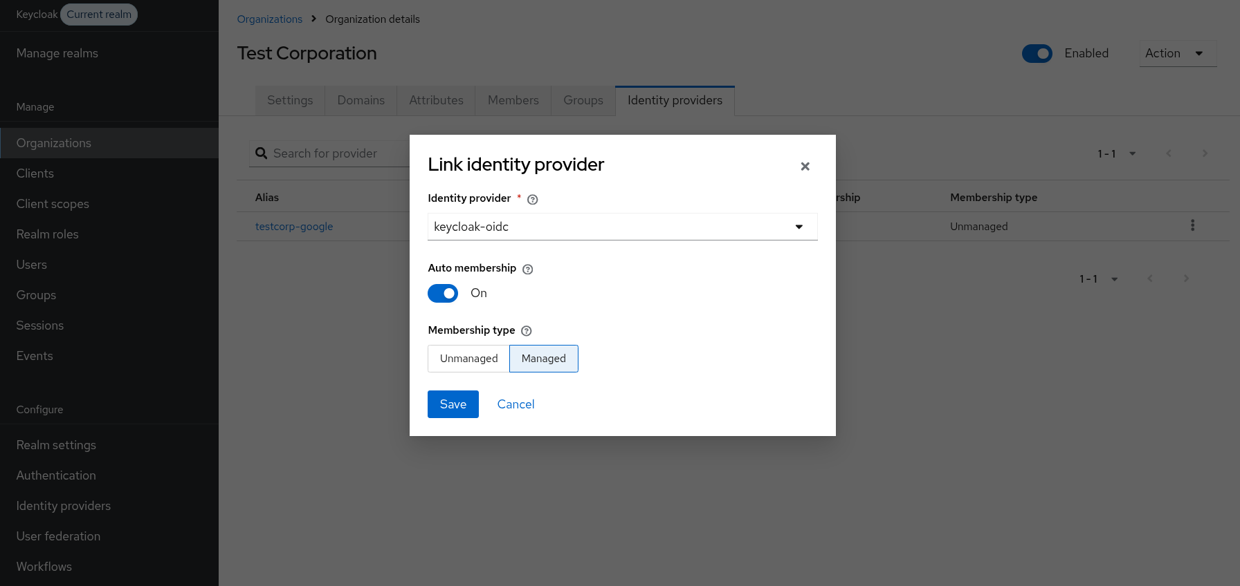 Linking identity provider
