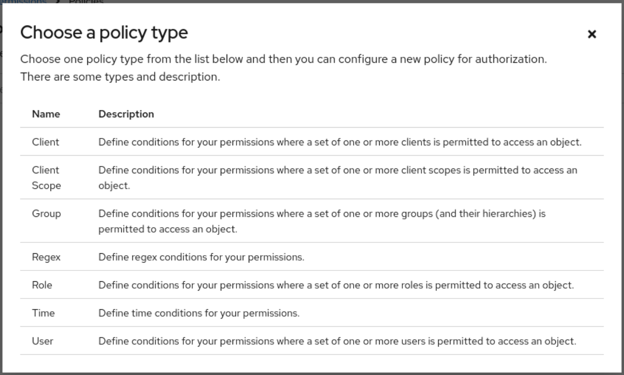 Selecting a policy type