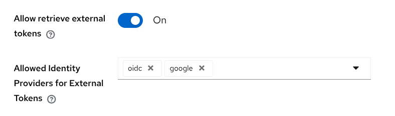 Configuration options to retrieve external tokens in the client