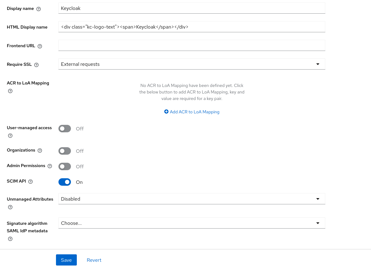 Enabling SCIM API in realm settings