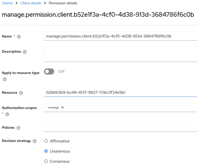 Fine grain client manage permission