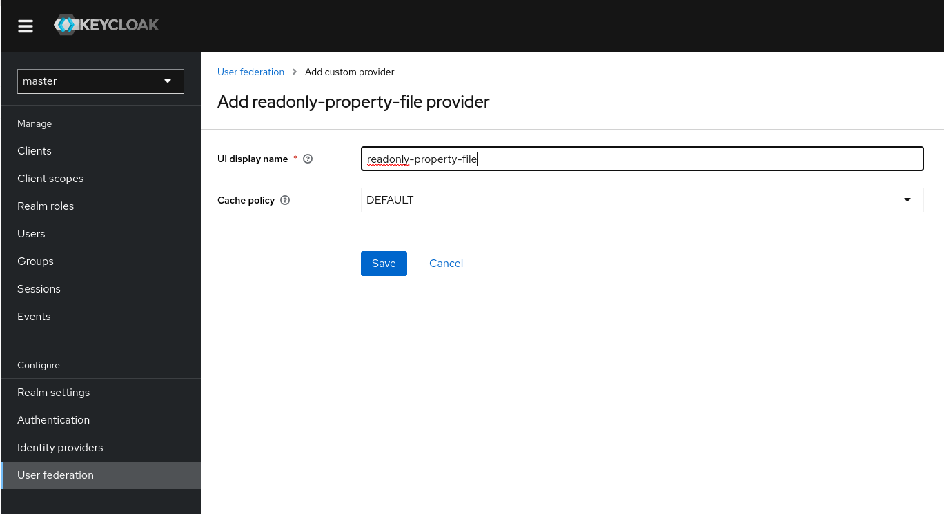 readonly user storage provider with config