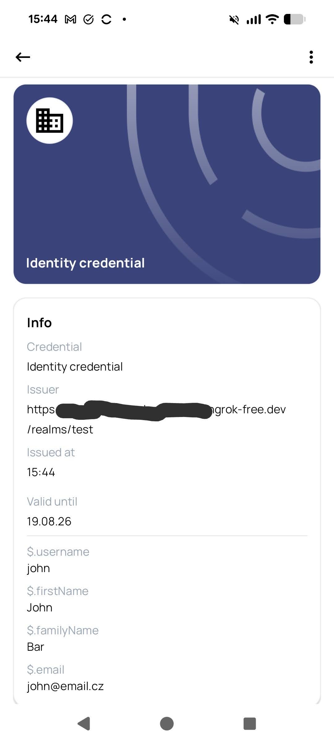 Lissi wallet - credential