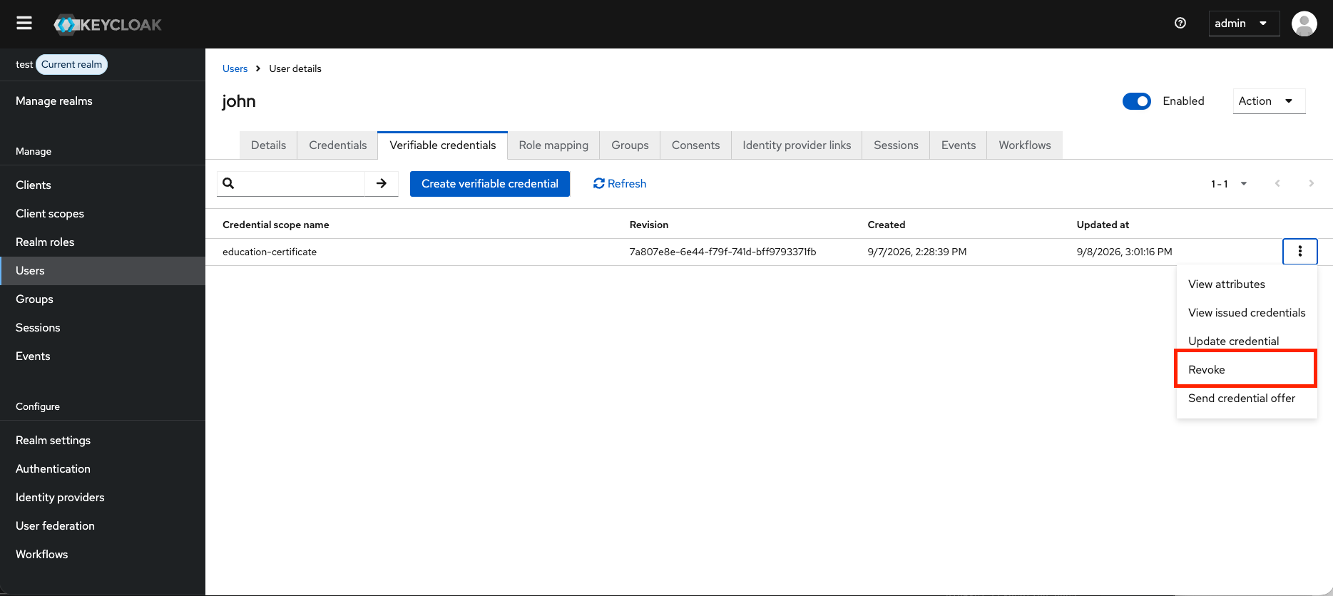 Confirmation dialog when revoking a credential type entitlement