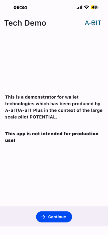 Valera Wallet demo information screen