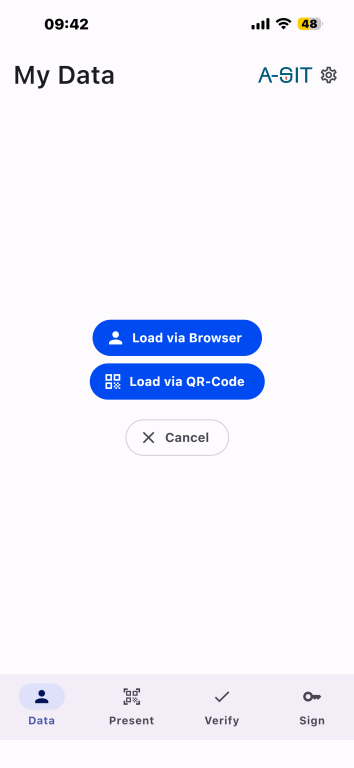 Valera Wallet load QR code action
