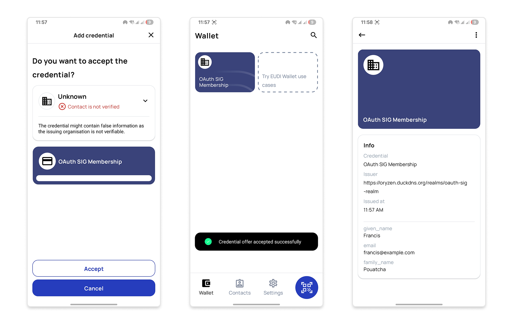 Screenshot: Lissi Wallet Test
