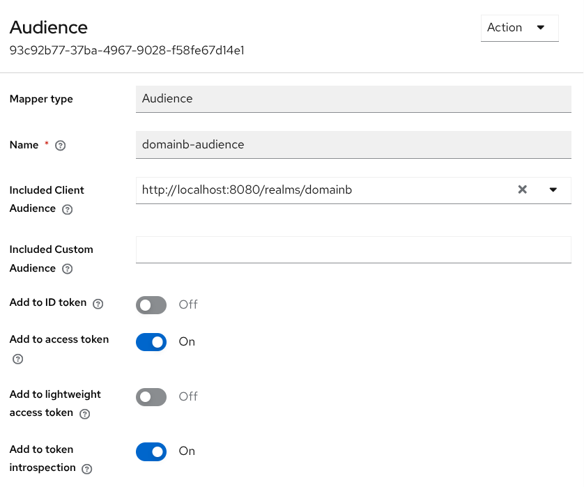 Client scope mapper for domainb audience